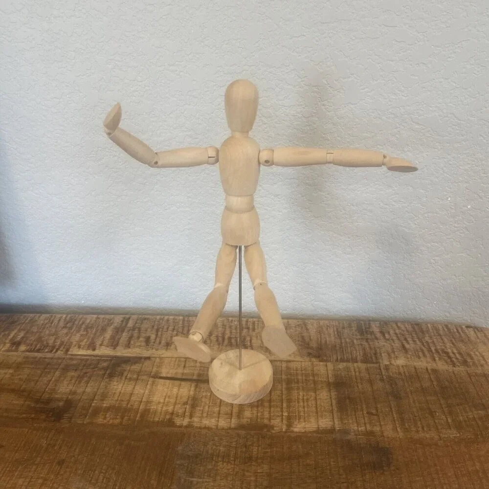 Wooden Artists Model Articulated Joints & magnet Mannequin 13 inch tall~IKEA